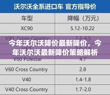 今年沃尔沃最新降价策略详解,利弊分析与各方立场探讨