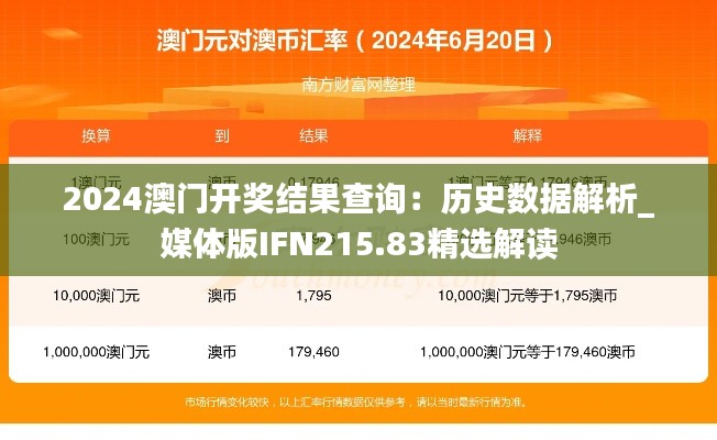 2024澳门开奖结果查询:历史数据解析_媒体版IFN215.83精选解读